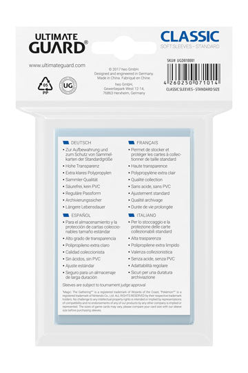 Ultimate Guard Classic Soft Sleeves Standardgröße Transparent (100)